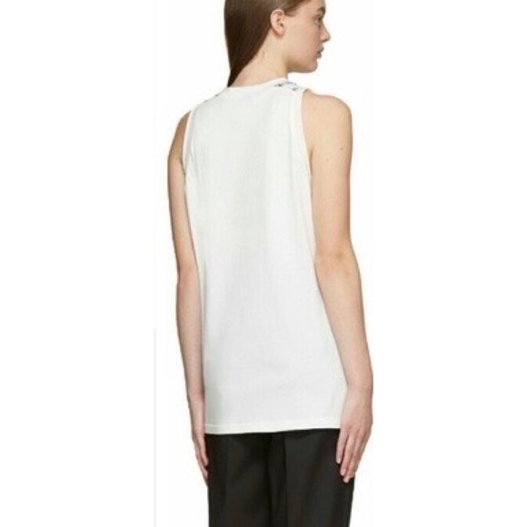 3. 1 PHILLIP LIM Scribble Stitch Embroidered Tank White Black Sleeveless Small - Picture 9 of 16